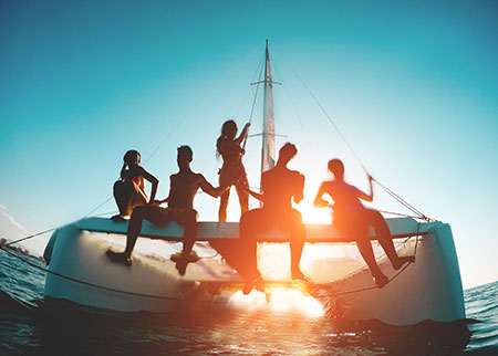 A gorgeous early fall evening on the Peconic Bay. September brings the warmest water and the most dramatic golden hour lighting of the year for our private yacht groups.