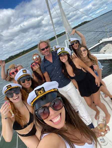 Unique Hamptons bachelorette party aboard boat Valkyrie Sailing Catamaran