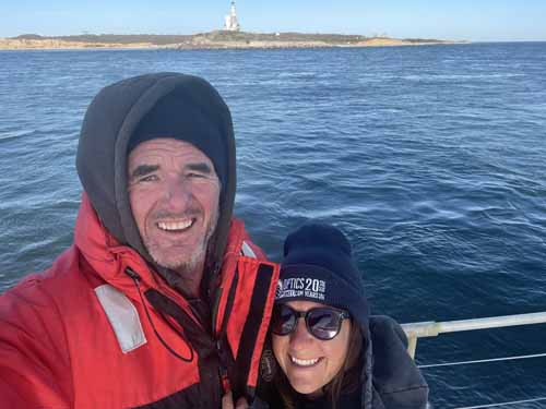 Valkyrie Sailing Charters Crew - Captain Paul and Nicole-Montauk Point LightHouse-Sailing Passage April 2022