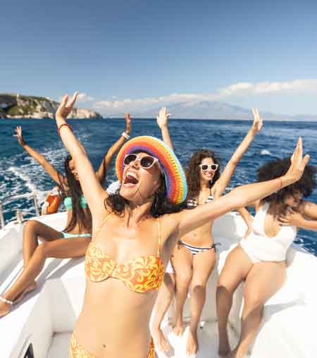 Greenport Bachelorette party having fun aboard boat rental