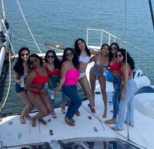 guests enjoying cruise in Biscayne Bay Miami during bachelorette party